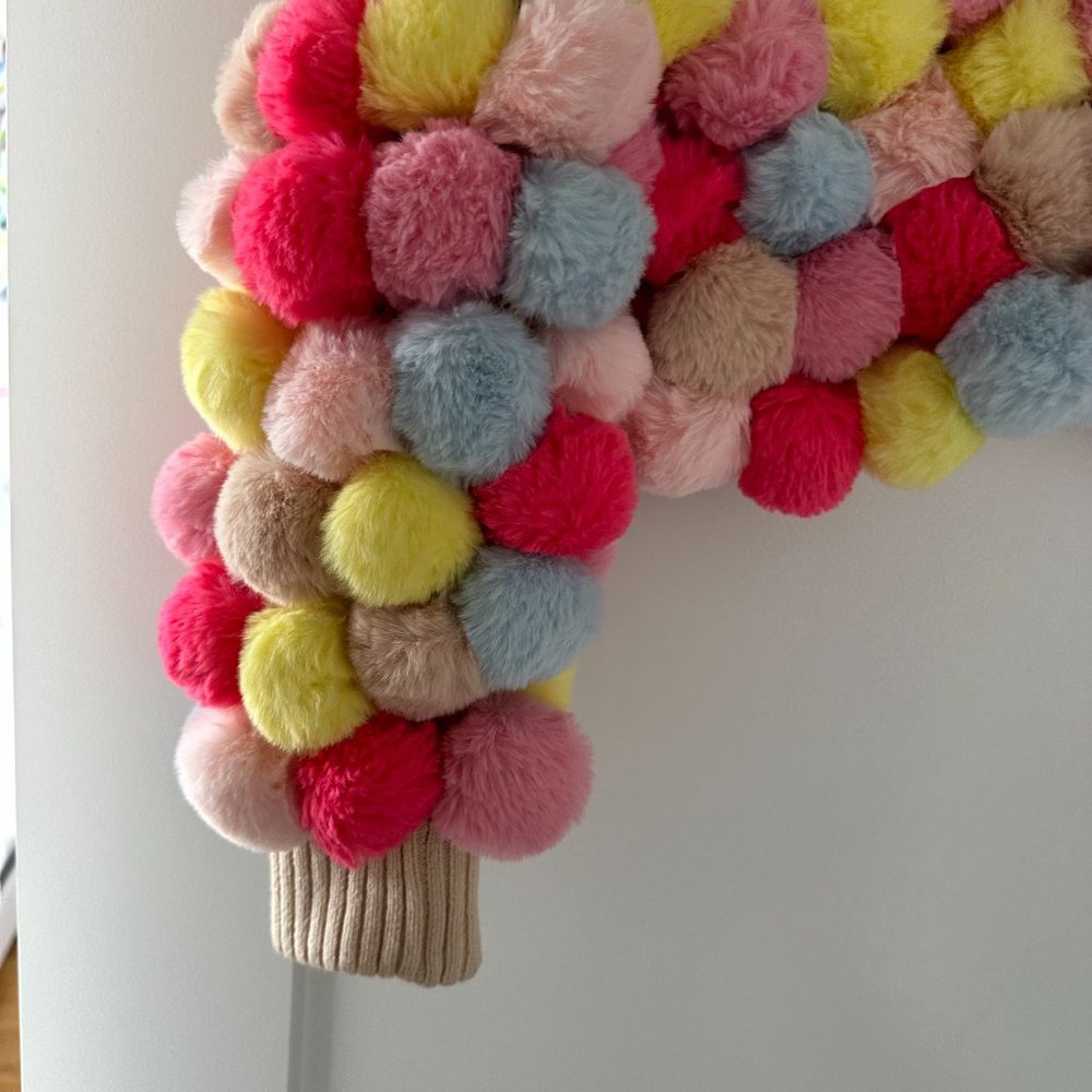 ❌SOLD❌Alice + Olivia Fawn Pompom Cropped Jacket XS/S Multicolor Cardigan Ribbed - Picture 12 of 15